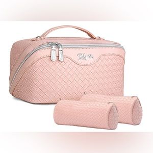 White/pink Name Brand Cosmetics Bags